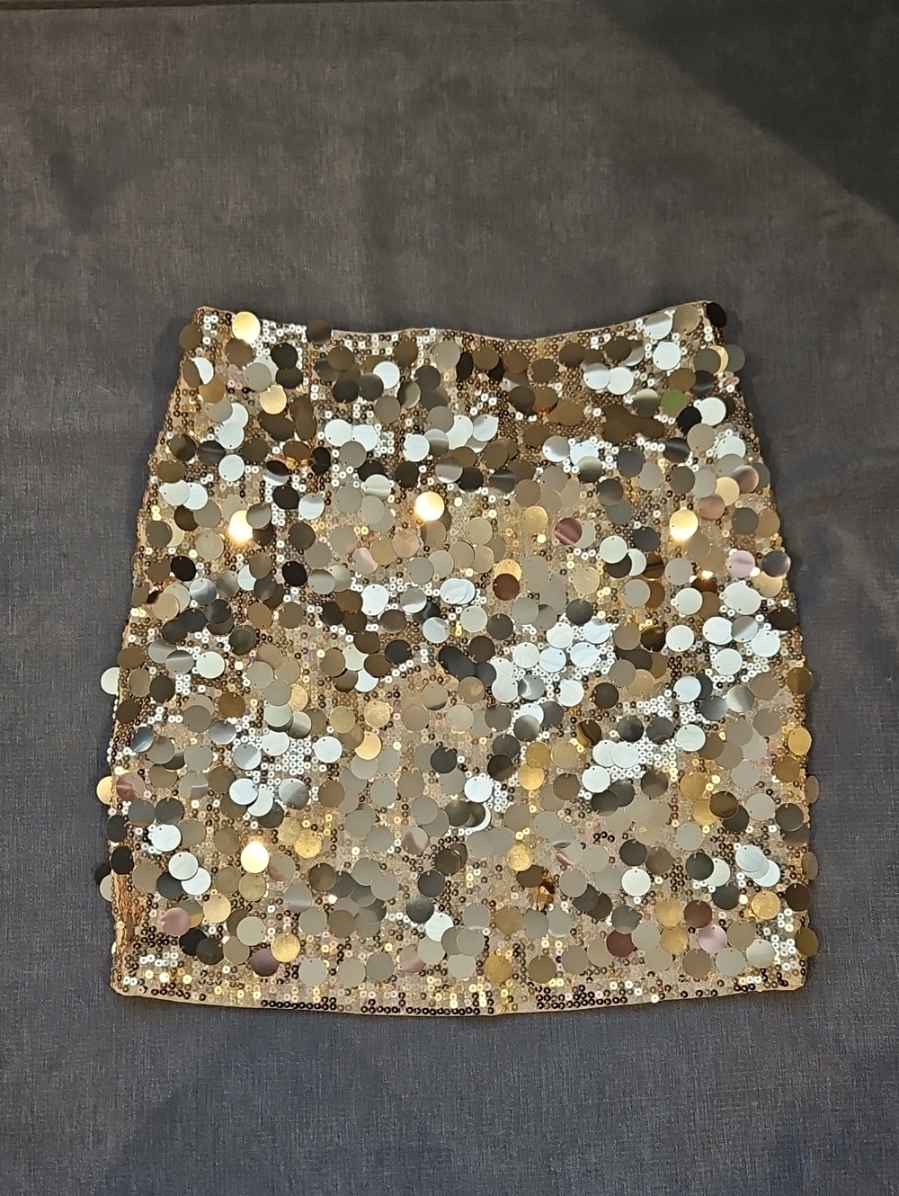 Amazon Gold Sequin Circle-Embellished Mini Skirt
